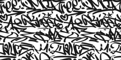 graffiti background with marker letters, bright lettering tags in the style of graffiti street art. Vector illustration seamless pattern