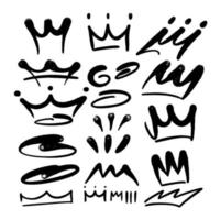 multicolored graffiti elements set spray paint crown vector