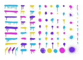 Graffiti spray dots and lines. splatter paint spray and smudge effect. shape set vector