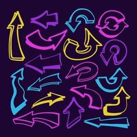 multicolored graffiti elements set spray paint arrow vector