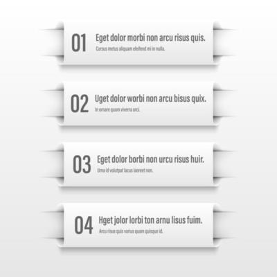 Infographics banners. A vivid illustration of the layout of the labels banner. Colored labels with a set of steps and parameters. A template for the design. All elements are isolated.EPS 10.