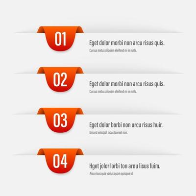 Infographics banners. A vivid illustration of the layout of the labels banner. Colored labels with a set of steps and parameters. A template for the design. All elements are isolated.EPS 10.