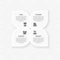 Infographic diagram Page template with four steps or parameters, the scheme of the process. EPS 10 vector
