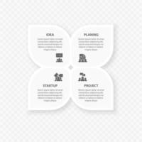 Infographic diagram Page template with four steps or parameters, the scheme of the process. EPS 10 vector