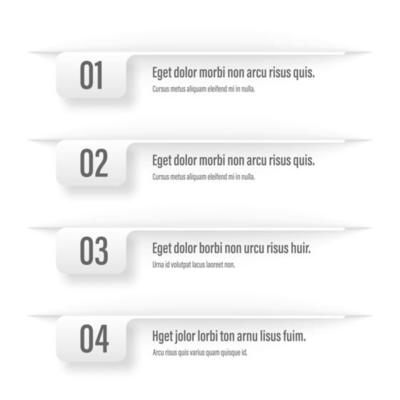 Infographics banners. A vivid illustration of the layout of the labels banner. Colored labels with a set of steps and parameters. A template for the design. All elements are isolated.EPS 10.