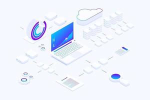 File storage Cloud. isometry vector illustration. The concept of data Storage and processing. Sort and search. Transmission and processing of information. Simple 3D design. Template for web design.