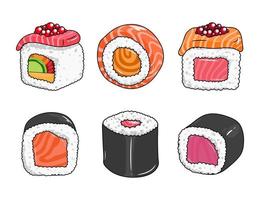 Sushi. vector ilustración.conjunto de elementos en un blanco antecedentes