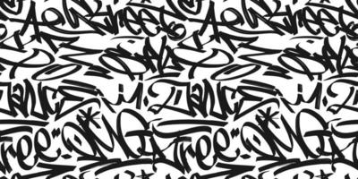 graffiti background with marker letters, bright lettering tags in the style of graffiti street art. Vector illustration seamless pattern