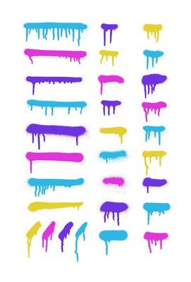 Graffiti spray dots and lines. splatter paint spray and smudge effect. shape set