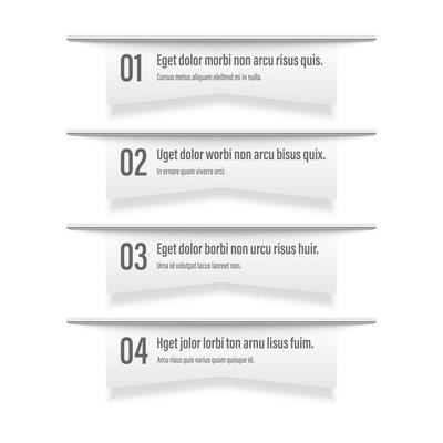 Infographics banners. A vivid illustration of the layout of the labels banner. Colored labels with a set of steps and parameters. A template for the design. All elements are isolated.EPS 10.