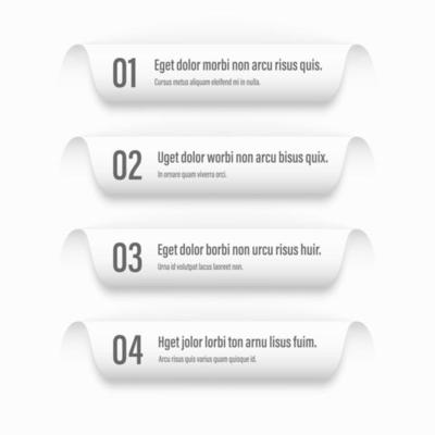 Infographics banners. A vivid illustration of the layout of the labels banner. Colored labels with a set of steps and parameters. A template for the design. All elements are isolated.EPS 10.