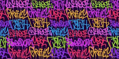 graffiti background with marker letters, bright colored lettering tags vector