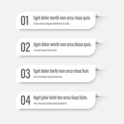 Infographics banners. A vivid illustration of the layout of the labels banner. Colored labels with a set of steps and parameters. A template for the design. All elements are isolated.EPS 10.