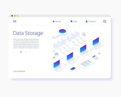 File storage Cloud. isometry vector illustration. The concept of data Storage and processing. Sort and search. Transmission and processing of information. Simple 3D design. Template for web design.