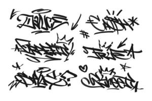 multicolored graffiti with letters, bright colored lettering tags in the style of graffiti street art. Vector illustration