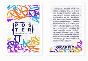 multicolored graffiti poster background with marker letters, bright colored banner lettering tags in the style of graffiti street art. Vector illustration template set