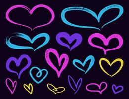 heart icon. graffiti style spray design element set vector