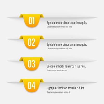 Infographics banners. A vivid illustration of the layout of the labels banner. Colored labels with a set of steps and parameters. A template for the design. All elements are isolated.EPS 10.