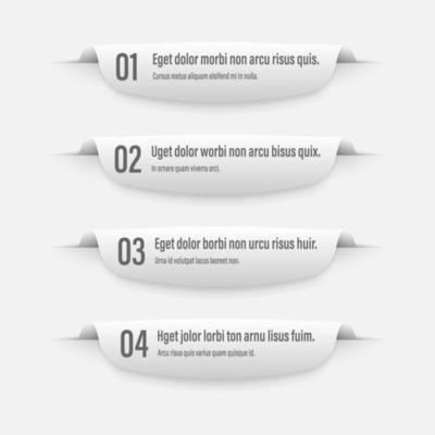 Infographics banners. A vivid illustration of the layout of the labels banner. Colored labels with a set of steps and parameters. A template for the design. All elements are isolated.EPS 10.