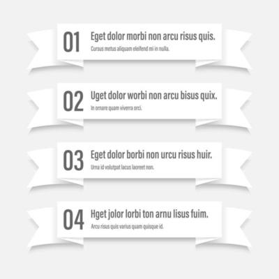Infographics banners. A vivid illustration of the layout of the labels banner. Colored labels with a set of steps and parameters. A template for the design. All elements are isolated.EPS 10.