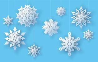 snowflake set. Vector illustration of a realistic paper snowflake, a template for decorating a holiday card for Christmas.