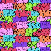 multicolored background, graffiti letters, bright colored inscriptions in the style of graffiti street art. Vector illustration seamless pattern