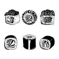 Sushi. Vector illustration.set of elements on a white background