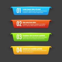 Infographics banners. A vivid illustration of the layout of the labels banner. Colored labels with a set of steps and parameters. A template for the design. All elements are isolated.EPS 10. vector