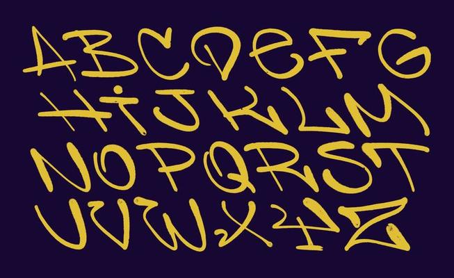 graffiti alphabet. Spray paint effect letters