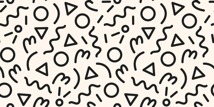 Fun colorful line doodle seamless pattern. Creative minimalist style art background for children or trendy design with basic shapes. Simple party confetti texture, childish scribble shape backdrop. vector