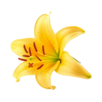 Yellow Lilly flower isolated. Illustration png