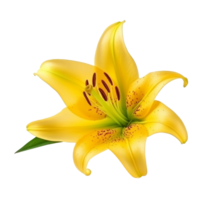 Yellow Lilly flower isolated. Illustration png