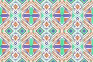 Colorful geometric ethnic seamless pattern design for wallpaper, background, fabric, curtain, carpet, clothing, and wrapping. vector