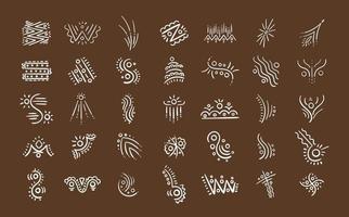 Hand drawn unique random tribal symbols. Primitive indigenous style. vector