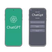 Smartphone screen with ChatGPT chat, AI tool,  and artificial intelligence chatbot from OpenAI. ChatGPT site vector