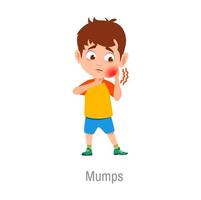 Mumps child disease sick boy with painful swelling vector