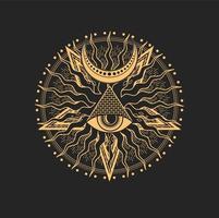 Esoteric occult mason symbol with Eye and pyramid vector