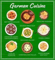 alemán cocina restaurante menú vector modelo