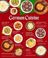 alemán cocina restaurante comidas menú vector página