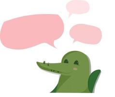 banner, advertisement. banner vector illustration. the crocodile expresses an opinion. thought bubbles. Discussion, conversation or brainstorming for idea, meeting, debate or team communication, colle