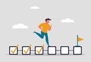 Tracking and completing business tasks. Project management in the company and responsible employee. Performance planning and employee goal achievement. Vector illustration