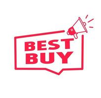 Best buy badge icon megaphone design. Flat Vector banner template.