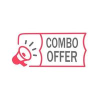 Combo offer. Big discount light banner design element with megaphone. badge icon. Flat Vector template.