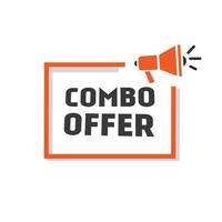 Combo offer. Big discount banner design element with megaphone icon. Vector template.