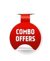 Combo offer banner. Hanging ribbon for Web design. Flat vector. vector