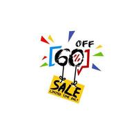 60 percent off discount vector banner. Flat vector isolated on white background.