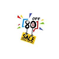 80 percent off banner design template -  modern vector illustration on white background.  modern web element.