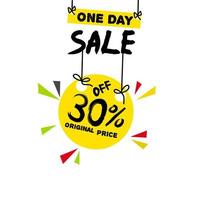 30 percent off, One day sale original price and sale promotion banner design. flat vector template.