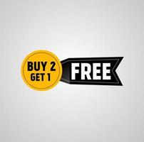 Buy 2 get 1 free. banner design template. Vector on white background.