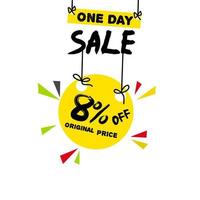 8 percent off banner template, one day sale original price and sale promotion. vector. vector